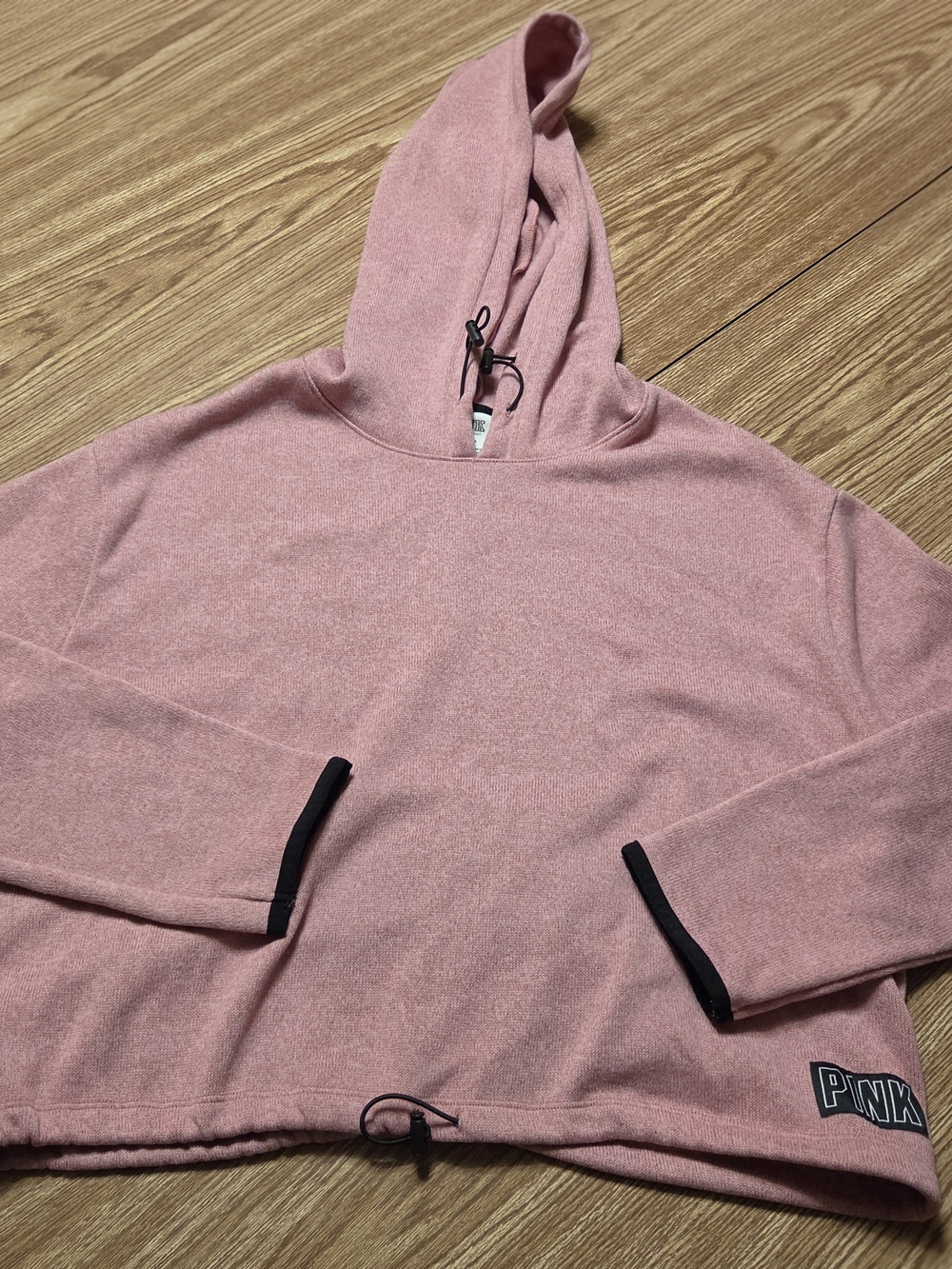 PINK Victoria's Secret Blush Pink Cropped Hooded Sweatshirt